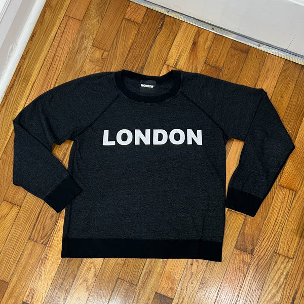 PRE-OWNED - Monrow Dark Heathered Charcoal London Sweatshirt Size Small