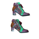 PRE-OWNED - Unbranded Floral Patterned Block Heel Lace up Ankle Boots