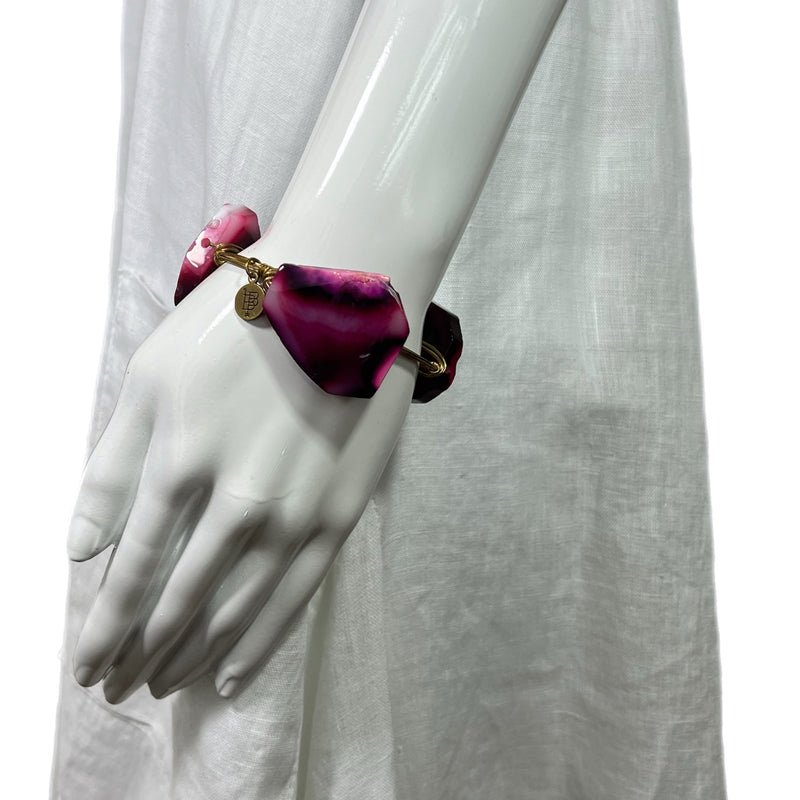 PRE-OWNED - Bangle by Bourbon and Boweties Fuchsia Oval Quartz Bangle