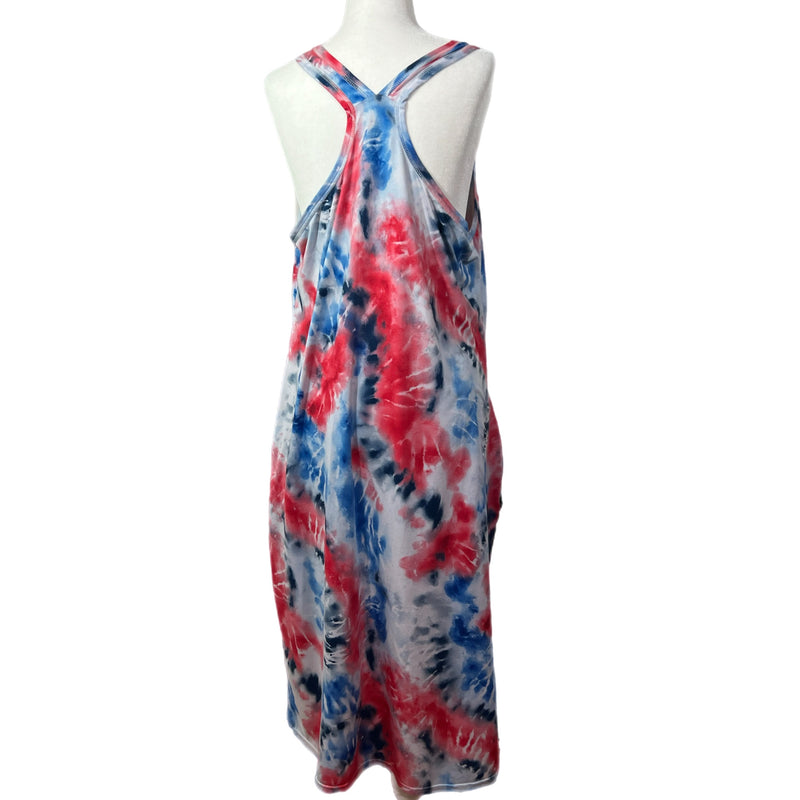 PRE-OWNED -  Secret Treasures Tie-Dye Red, White & Blue Tank Dress