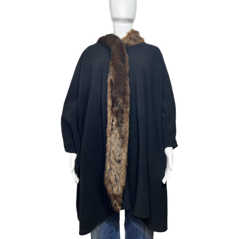 PRE-OWNED - Preston & York Black Cape with Faux Fur Accent