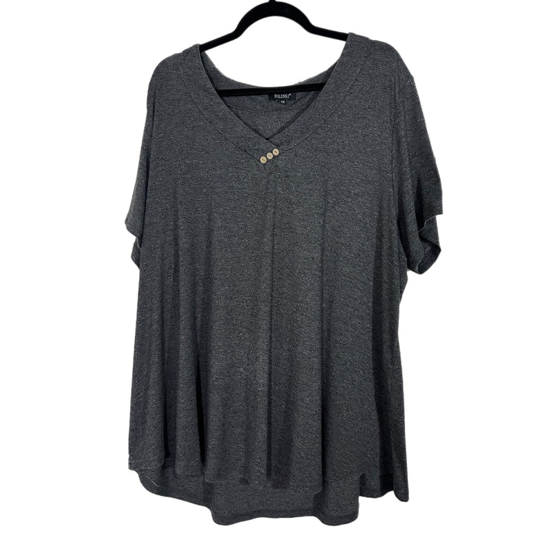 Pre-owned - Folunsi Grey Short Sleeve Top Size 4x