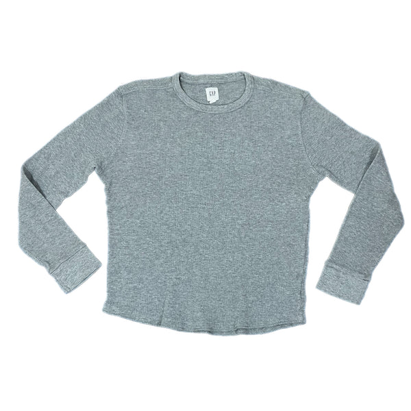 Gap Waffle Grey Long Sleeve T-Shirt Pre-owned size Medium