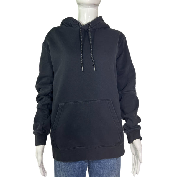 PRE-OWNED -  H&M Black Hoodie Sweatshirt with Sleeve Panel - style and give - second hand shopping thifting