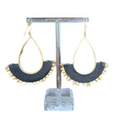 PRE-OWNED - Fashion Dangle Gold-Tone Feather Detail Earrings