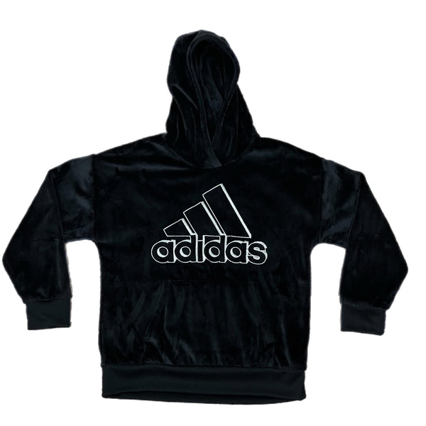 Girls Size Large (14) Pre-owned Adidas Black Hoodie with Silver Logo