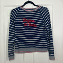 PRE-OWNED - Vineyard Vines Girls Navy Striped Bonjour St Barths Shirt Size L (14) Style and Give Secondhand Shopping 