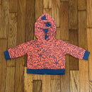 PRE-OWNED - Cat & Jack Orange & Blue Dinosaur Zip-Up Hoodie 0 to 3 Months