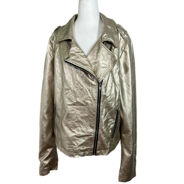 PRE-OWNED - Forever 21 Plus Size Metallic Moto Jacket Size 2x Secondhand Shopping Style and Give