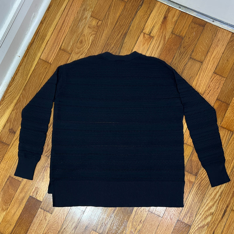 PRE-OWNED - Topshop Perforated Navy Waffle Knit Sweater