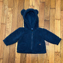 PRE-OWNED - 7 for All Mankind Navy Hooded Fleece Jacket Size 0 to 3 Months Style and Give Secondhand Shopping 