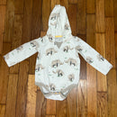 PRE-OWNED - Burt's Bees Baby Elephant Print Hooded Bodysuit Size 12 Months Style and Give Secondhand Shopping