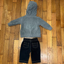 PRE-OWNED - Carter's Grey Zip-Up Hooded Buffalo Sweatshirt and Joggers 3 Months