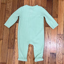 PRE-OWNED - Cat & Jack Green Waffle Knit Long Sleeve Button-up Onesie 6 to 9 Months