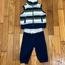 PRE-OWNED - Carter's Zip-Up Striped Sleeveless Vest with Navy Joggers 6 Months Style and Give Secondhand Shopping 