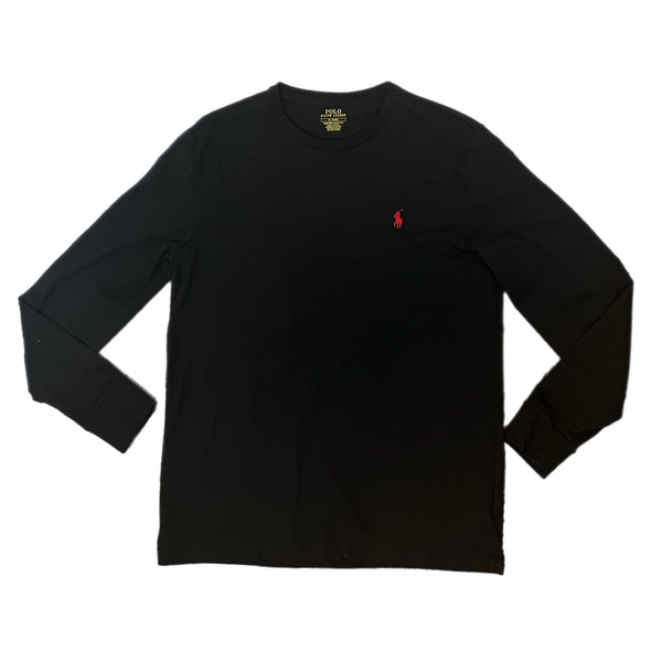 PRE-OWNED - POLO RALPH LAUREN Medium Custom Slim Fit Black Long Sleeve T-Shirt