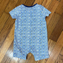 PRE-OWNED - Burt Bees Baby Boys' Blue Printed Romper - Size 6 - 9 Months