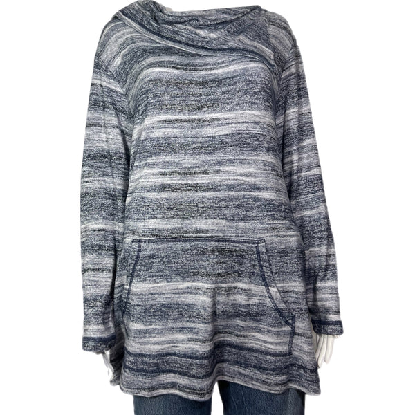 Catherines Blue Long Sleeve Top with Kangaroo Pocket Size 1x - Style and Give Shopping resale 