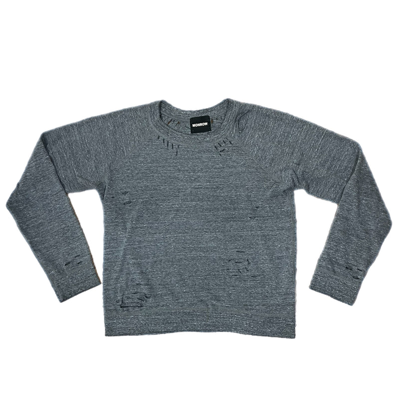 PRE-OWNED - Monrow Grey Distressed Sweatshirt