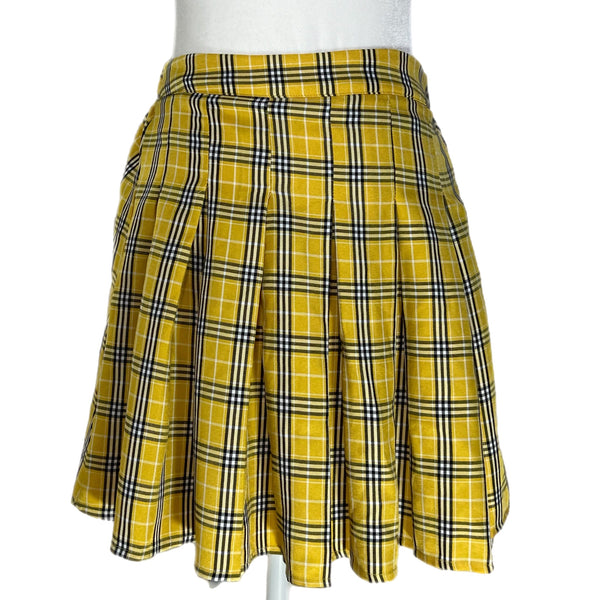 PRE-OWNED - Yellow Plaid Pleated Mini Skirt