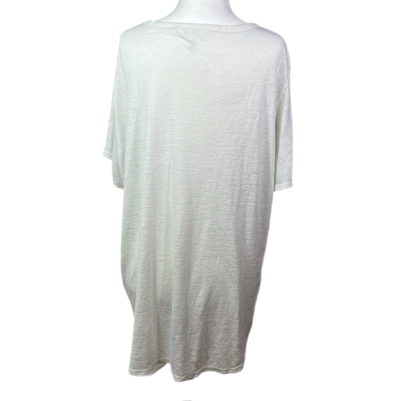 PRE-OWNED -  Time and Tru V Neck Ivory Short Sleeve T-Shirt