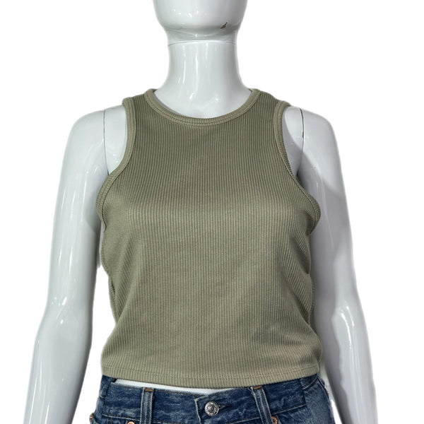 Blashe Light Green Side Circle Cut-out Ribbed Cropped Tank size small - style and give resale shopping 