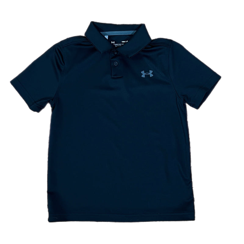 Boys Under Armour Polo Shirt Black Size Youth Small  Preowned