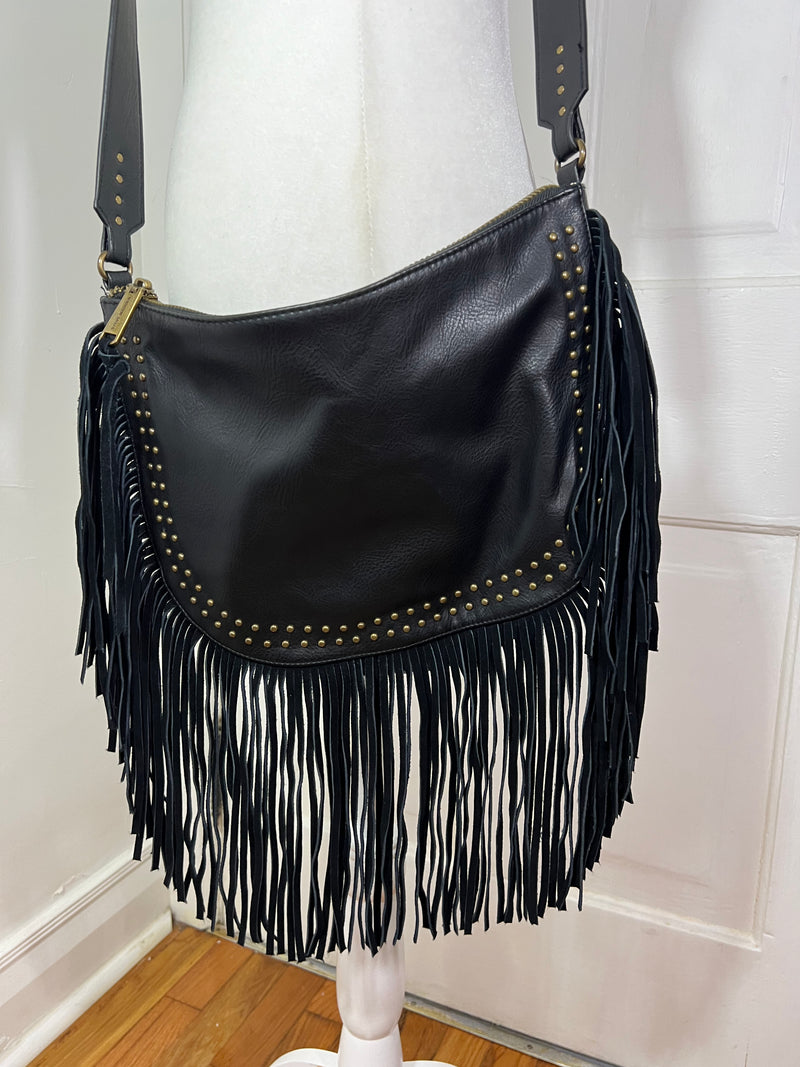 PRE-OWNED - Steve Madden Black Fringe Accent Crossbody