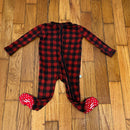 PRE-OWNED - Posh Peanut Red & Black Buffalo Plaid Onesie Size 0-3 Months