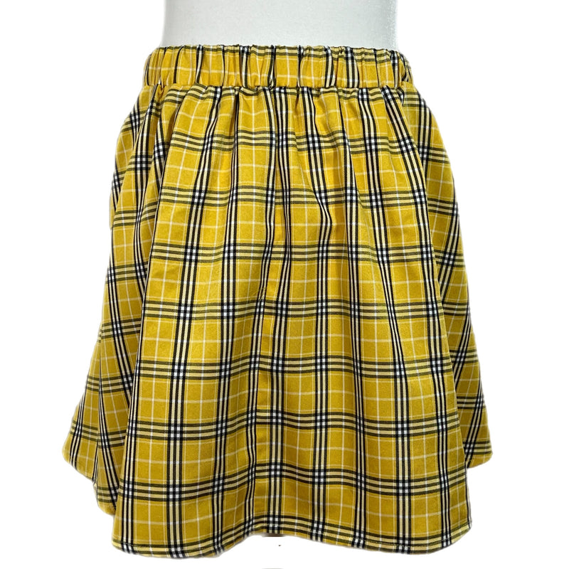 PRE-OWNED - Yellow Plaid Pleated Mini Skirt