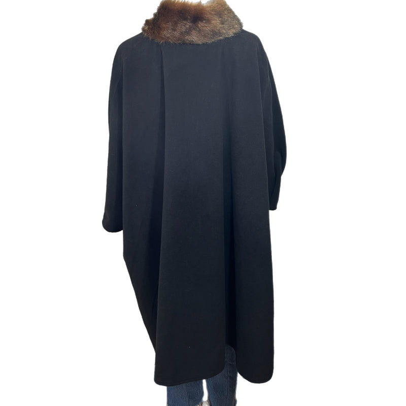 PRE-OWNED - Preston & York Black Cape with Faux Fur Accent