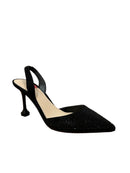 PRE-OWNED - Marc Fisher Black Slingback Pump with Crystal Details Size 6