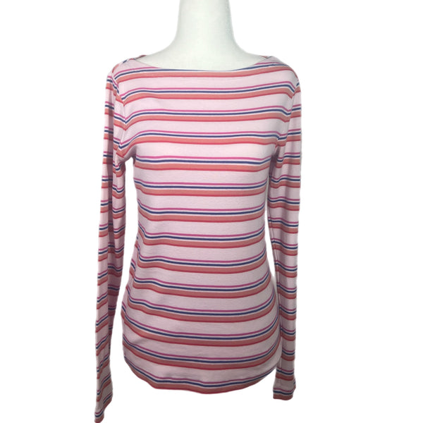 Gap Long Sleeve Bateau Neck Pink Striped Shirt Preowned size Medium