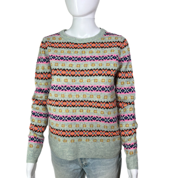 PRE-OWNED - J.Crew Lambs Wool Light Blue Fair Isle Crewneck Sweater Style and Give Luxury Resale for Good