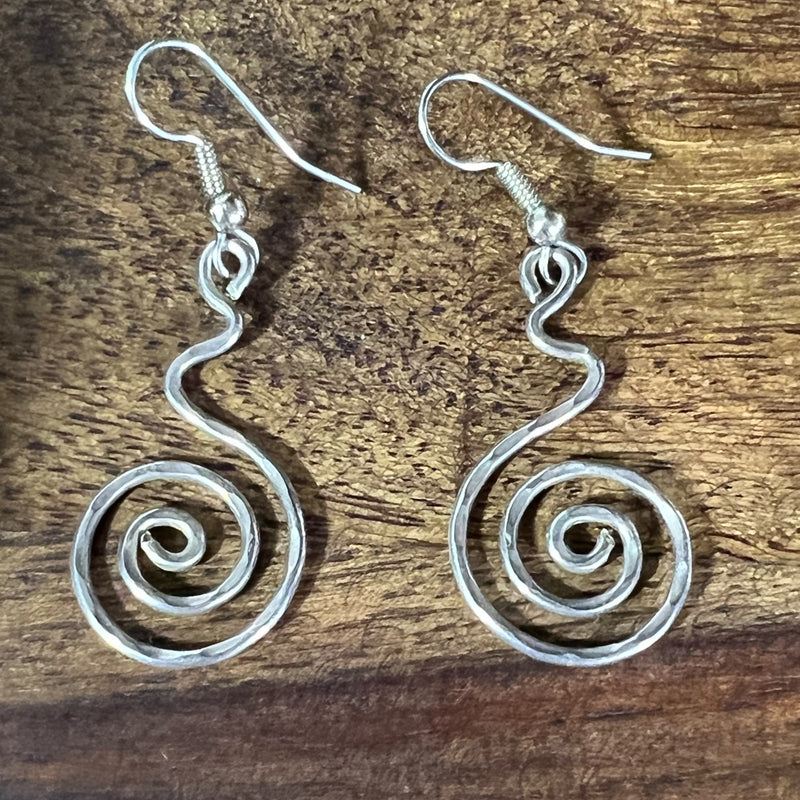 PRE-OWNED - Fashion Dangle Silver-Tone Spiral Detail Earrings