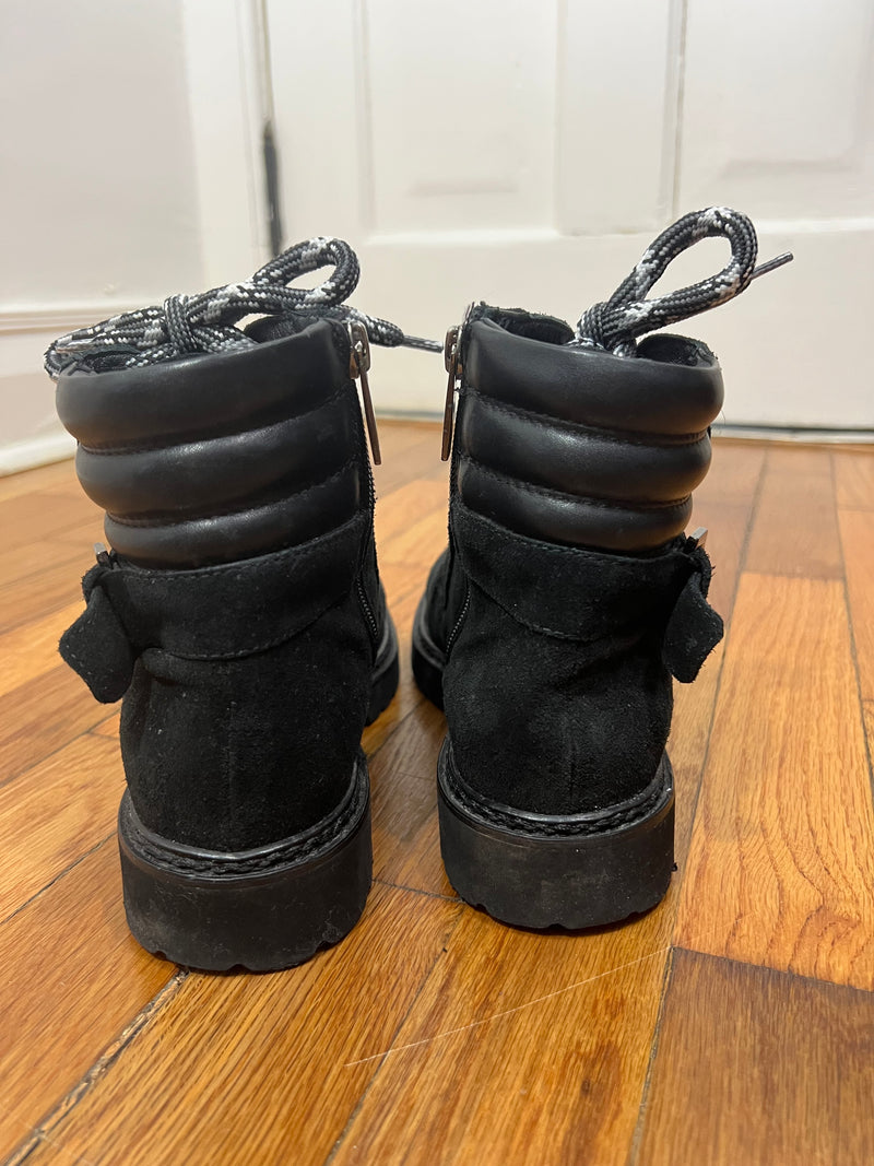 PRE-OWNED - Aquatalia Suede Black Moto Boot Size 5.5