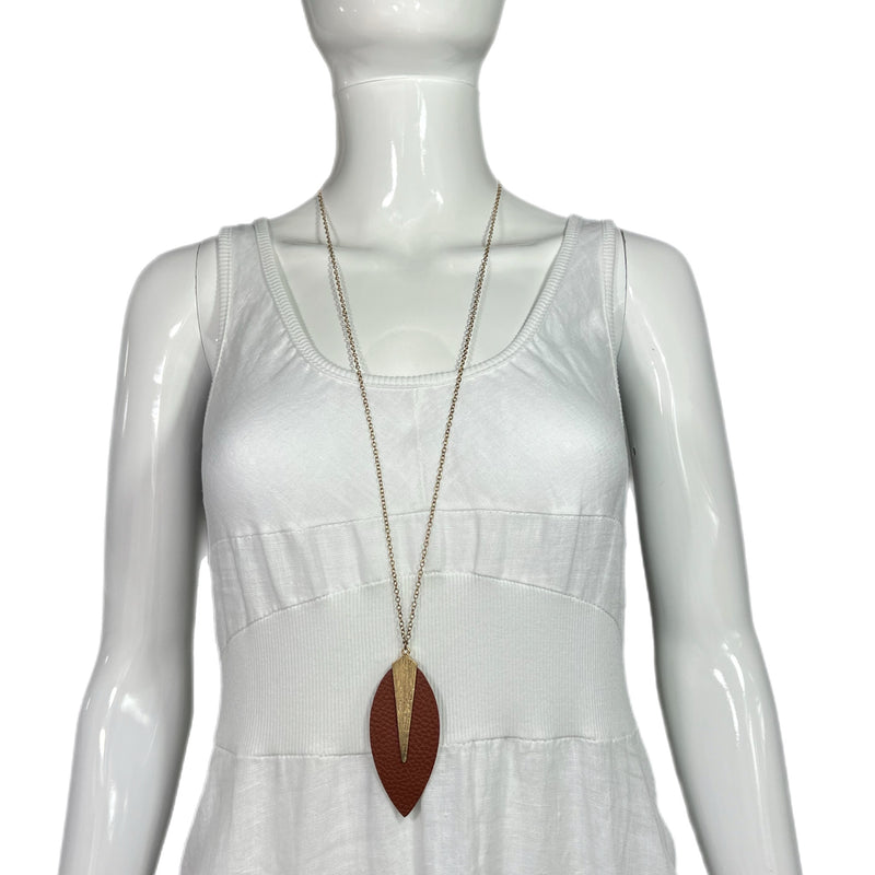 Pre-owned Brown Leather Accent Necklace