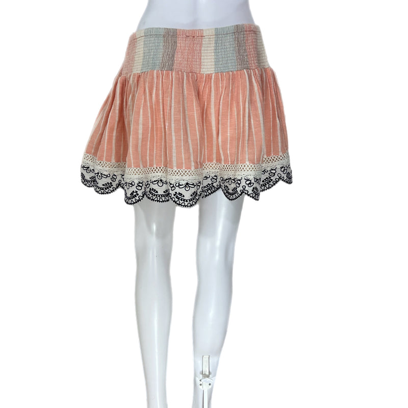PRE-OWNED - HEMANT & NANDITA Peach Printed Mini Skirt Size S