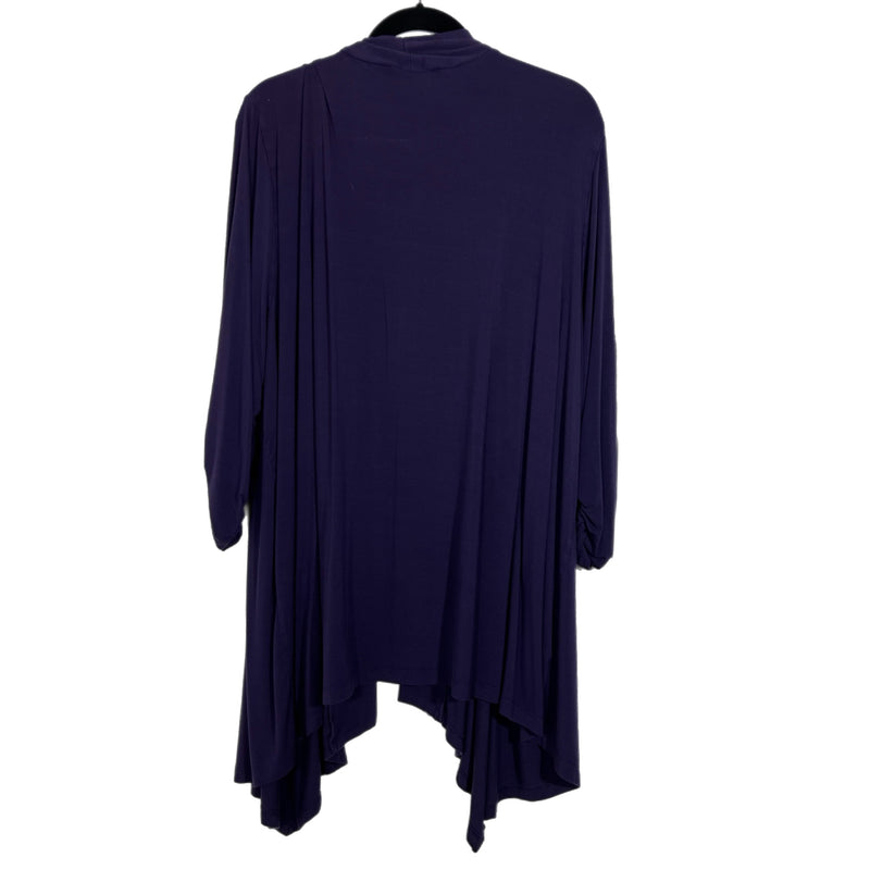 PRE-OWNED - Catherines Purple Three Quarter Gathered Sleeve Open Front Cardigan