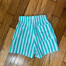 PRE-OWNED - Kiddy Flowers Boys Striped White and Green Swim Shorts Size 3T