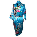 PRE-OWNED - Blue Floral Peacock Robe with Belt Included
