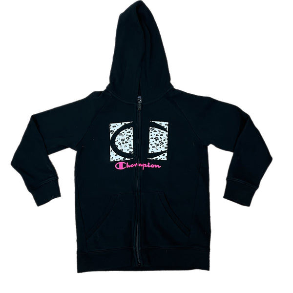 Champion Girls Black Zip-Up Hoodie Preowned size XL