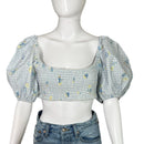 PRE- OWNED - Majorelle Blue Key West Top in Polly Gingham Size Large Style and GIve
