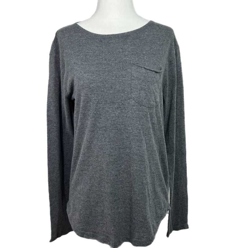 Pre-Owned - Men's Carbon Gray Longer Length Long Sleeve T-Shirt with Open Pocket size small - secondhand shopping Style and Give