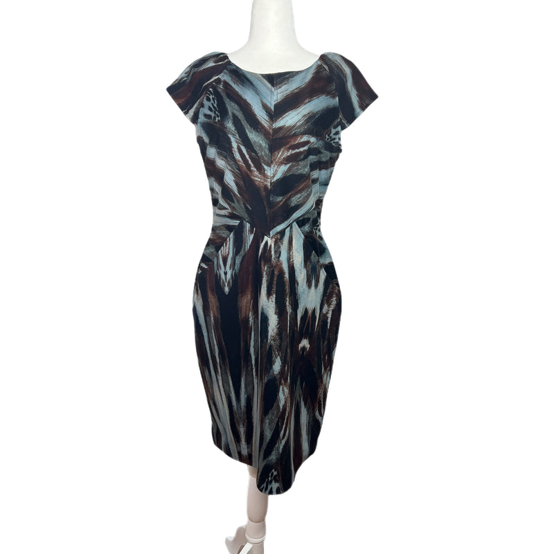 Calvin Klein Abstract Animal Print Cap Sleeve Dress Preowned secondhand shopping size 8 Style and Give