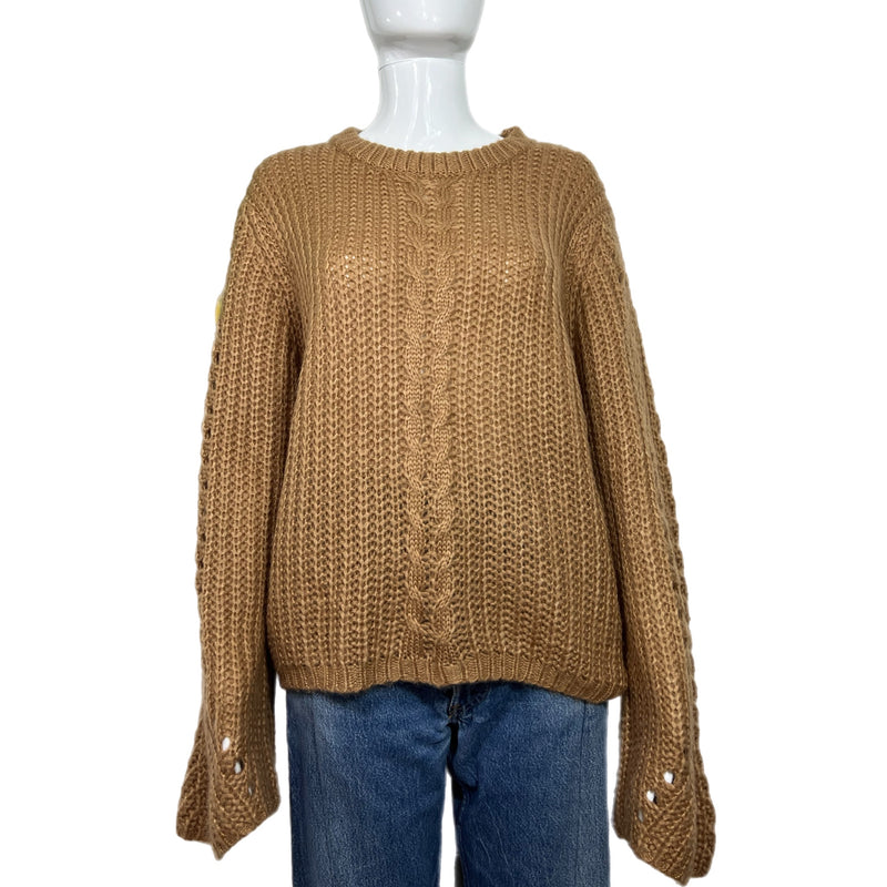 PRE-OWNED - Arianna by Howard's Crewneck Bell Sleeve Lace-up Back Sweater