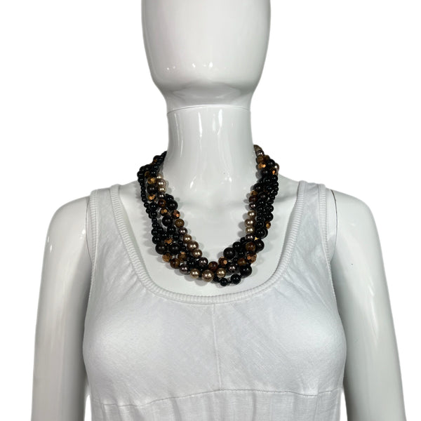  Brown, Gold and Copper Iridescent Beaded Necklace Style and Give Preowned Luxury Shopping Resale