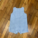 PRE-OWNED - mudpie Blue & White Checkerboard Printed Romper - Size 12 to 18 Months