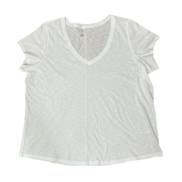 PRE-OWNED - Spanx White Slub V Neck Pima Cotton Tee Size 3X - Tags Attached preloved secondhand shopping Style and Give