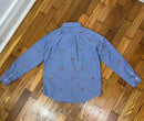 PRE-OWNED - Janie and Jack Boys Blue Embroidered Tiger Long Sleeve Shirt Size 8